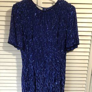 Stenay Beaded Blue Dress, Perfect for Holidays, Size 6